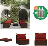 vidaXL 9 delige Loungeset met kussens poly rattan bruin Tuinset Inclusief Onderhoudsset