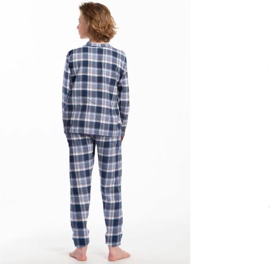 Amaxer Damespyjama, flanel, thermische pyjamaset met knoopsluiting, 100