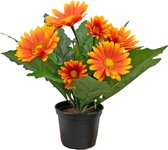 Greenmoods Kunstplanten - Kunstplant - Gerbera - Zijde - Oranje - 28 cm