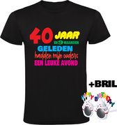 40 jaar Heren T-shirt + Happy birthday bril - verjaardag - jarig - feest - 40e verjaardag - grappig