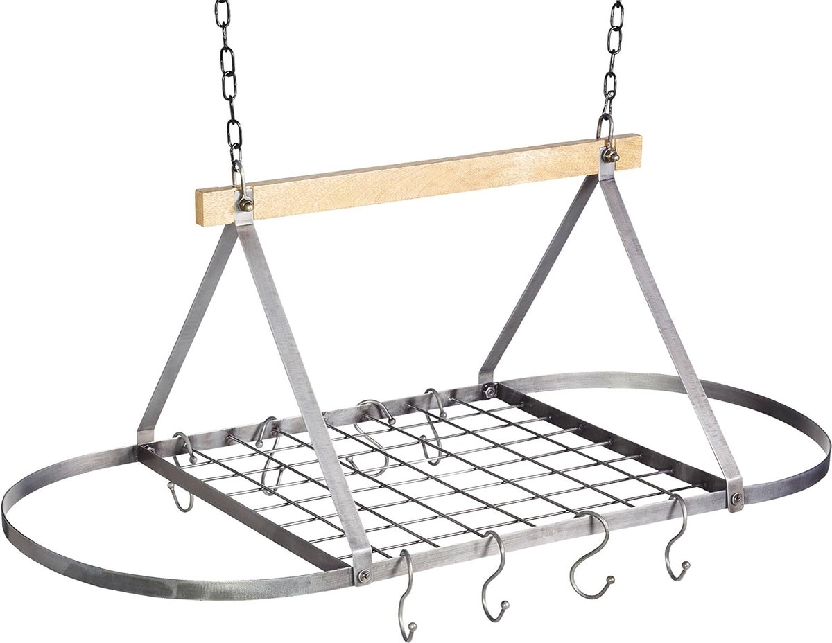 Plafondrek, Ophangrek, 81 x 40 x 44 Centimeter, Mangohout en Ijzer - Grijs en Bruin