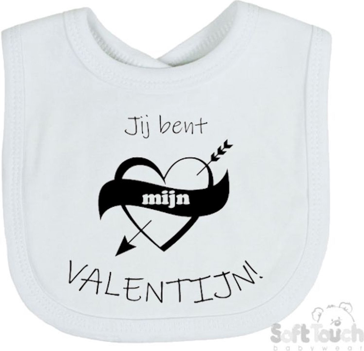 Goedkoopste Soft Touch Slabber Slabbetje Slab Jij bent mijn valentijn! Unisex Katoen Wit/zwart Maat 33x22 Cm