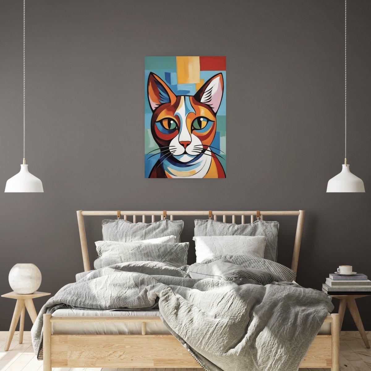 Tableau Sur Toile Chat Abstrait Style Pablo Picasso - Poster Art Animal Décoration Murale