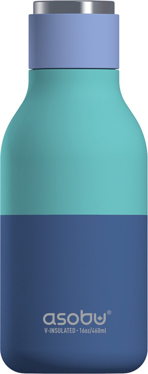 Asobu Urban Water Bottle Pastel Turquoise RVS Thermosfles Robuust Past in de bekerhouder 473 mm