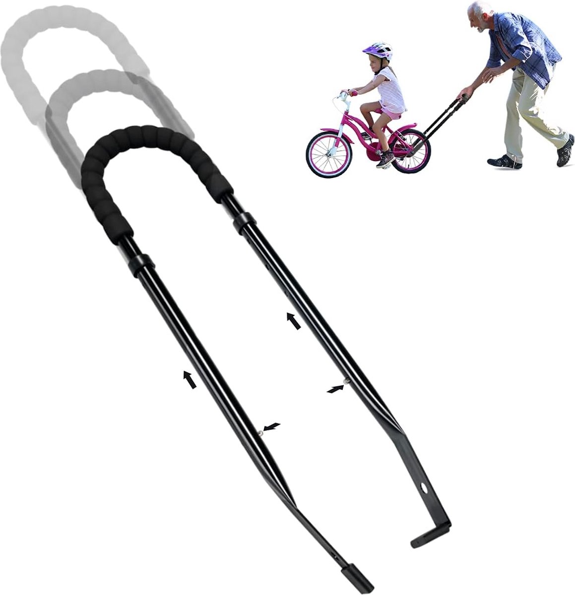 Fietsstang voor kinderfiets, duwstang voor kinderfiets, duwstang, antislip, veiligheidsgreep, fietsstang