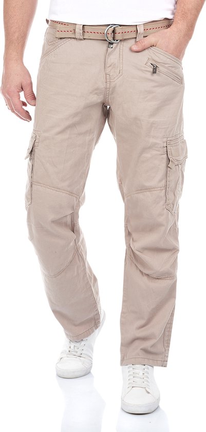 TIMEZONE Heren Cargo Broek Broeken BenitoTZ comfort/relaxed Fit Beige 38W / 34L Volwassenen Herenbroek Riem