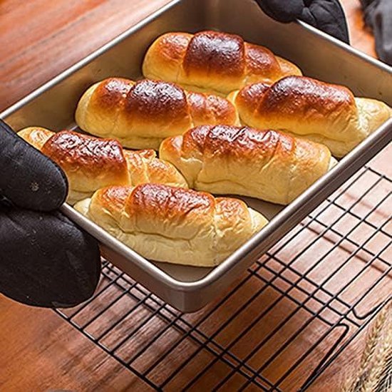 Set van 3 bakplaten met antiaanbaklaag, roestvrijstalen ovenplaat, taartplaat, rechthoekige bakplaat met antiaanbaklaag, braadpan voor de oven, gouden braad- en bakplaat