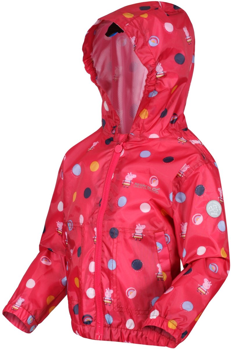 Regatta Peppa Pig Muddy Puddle Gevoerde Waterdichte Jas Met Opdruk Outdoorjas Kinderen Roze
