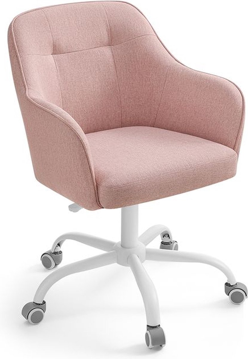 Signature Home Rosy Bureaustoel - Draaibare Bureaustoel - bureaustoel In hoogte verstelbaar -110 kg Draagvermogen Ademende stof - Roze