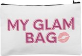Make-Up Tasje met Print - Etui met My Glam Bag Design - Wit