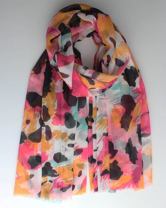 Cody scarf- Accessories Junkie Amsterdam- Dames- Lange sjaal- Rechthoek- lente zomer- Katoen- Fantasie print- Roze