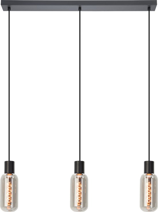 EGLO Majone hanglamp - E27 - Smoke glas - 77cm - Zwart