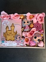 geschenk set little princess - roze - badfizzer goud - hartjes bruisbal - douche gel - zeeproosjes - bad parels - leuk geschenk kinderen