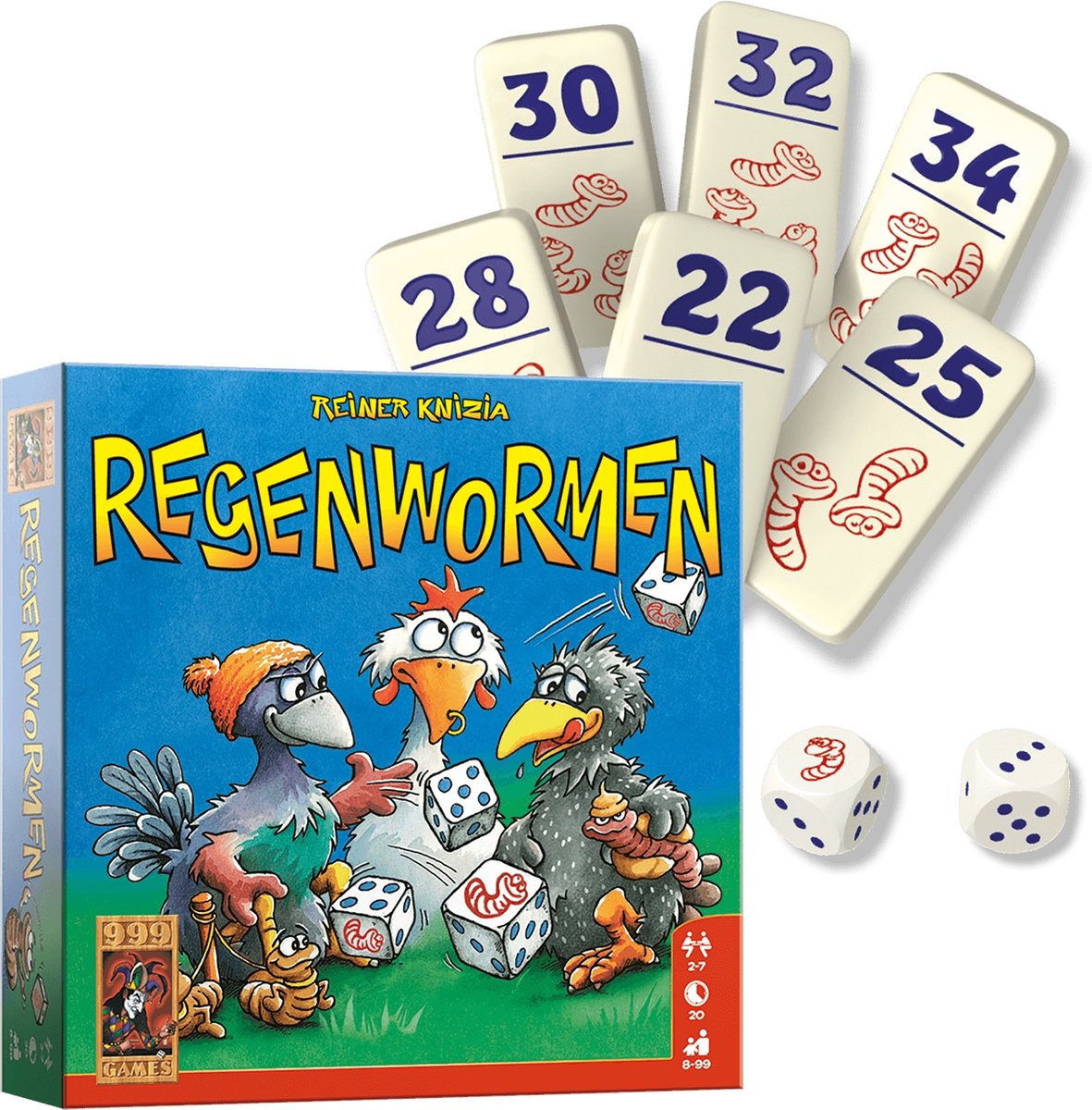 999 Games - Regenwormen - Dobbelspel - Eenvoudig te leren, snel te spelen - Familiespel - Gezelschapsspel - Educatief spel - Kinderspel - Klein cadeautje — afbeelding 2