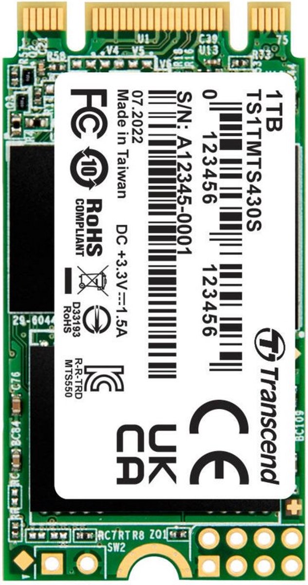 Transcend 300S 256 GB NVMe/PCIe M.2 SSD 2230 harde schijf PCIe NVMe 3.0 x4 Retail TS256GMTE300S