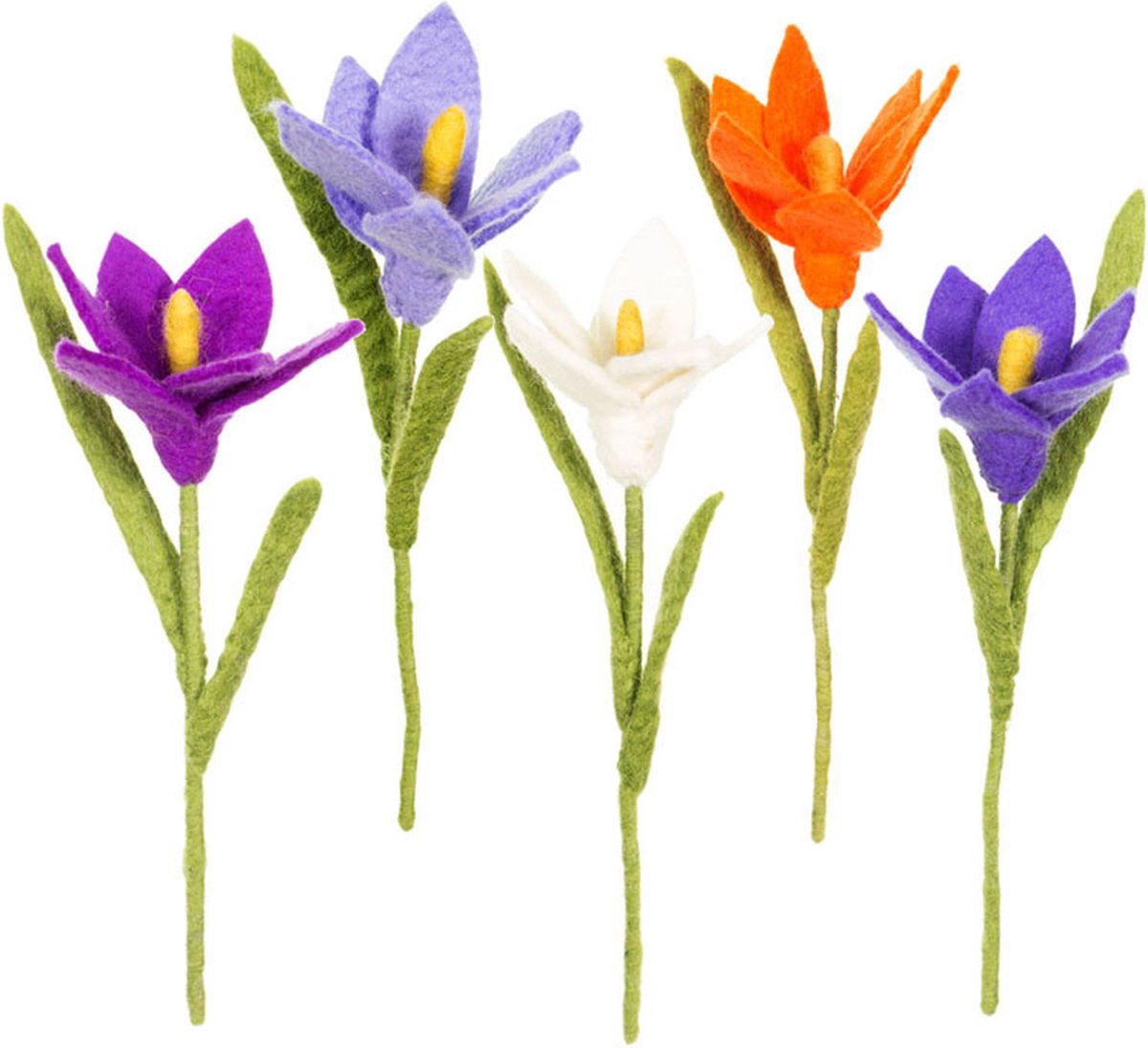 Sjaal met Verhaal Bloemen Vilt - Krokus Kleuren Assorti - Set 5 stuks - 25cm - Fairtrade Sjaalmetverhaal Bloemen - Krokus Assorti 5x