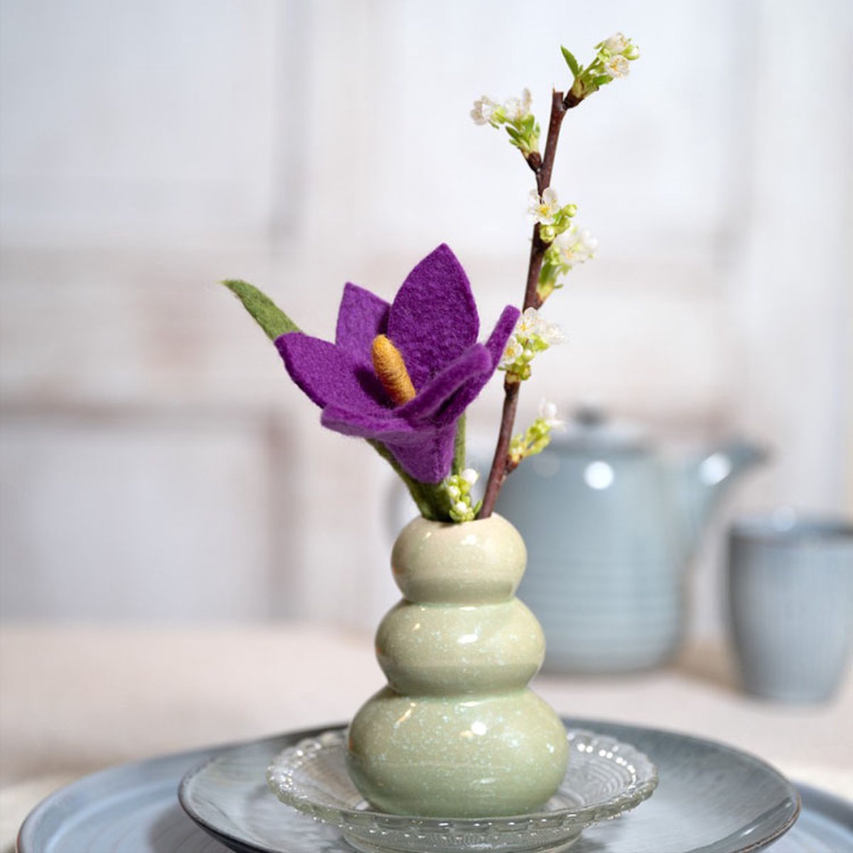 Bloem Vilt - Krokus Cyclaam - 25cm - Fairtrade Sjaalmetverhaal