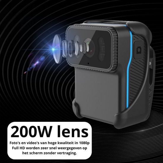 0.1 Draagbare Camera, HD 1080P Mini-bodycamera Draagbaar Compact En Stevig Voor Binnen En Buiten