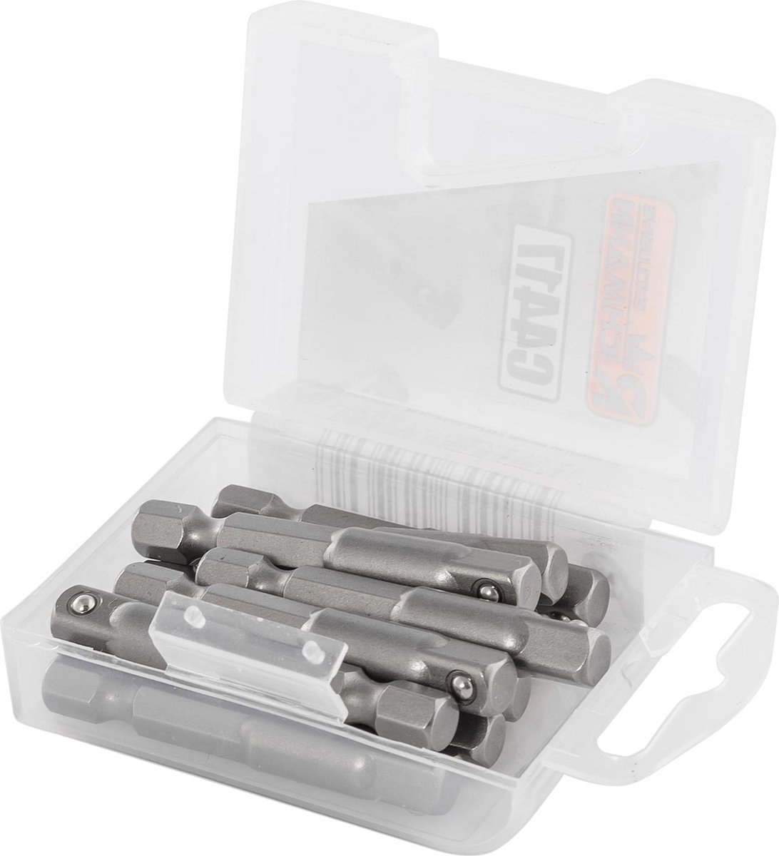 Dopsleuteladapter set , 4 delig - Aandrijving 1/4" Uitvoering 1/2" - 50 mm Lang