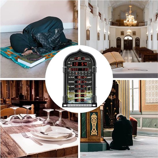 Horloge Murale Azan Musulmane Avec Alarme Prière - Calendrier Azan LCD - Horloge Islamique Automatique Pour Maison Et Bureau