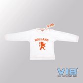 VIB® - Baby T-Shirt Holland Oranje Leeuw (wit-Oranje) -(0-3 mnd) - Babykleertjes - Baby cadeau - EK voetbal 2024 - EK voetbal versiering - Europees kampioenschap voetbal