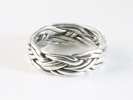 Gevlochten zilveren ring - maat 16