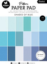 Paper pad A5 36 vel - Double sided pattern Shades of blue nr. 165