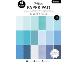 Paper pad A5 36 vel - Double sided pattern Shades of blue nr. 165