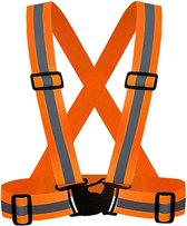 Reflecterende Veiligheidsvesten Lichtgewicht Verstelbare Elastische Vest Jas Hi Vis Reflecterende Strips Voor Verkeersleiding Fietsen - Oranje
