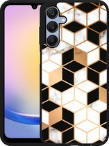 Cazy Hardcase Hoesje geschikt voor Samsung Galaxy A25 Black White Marble