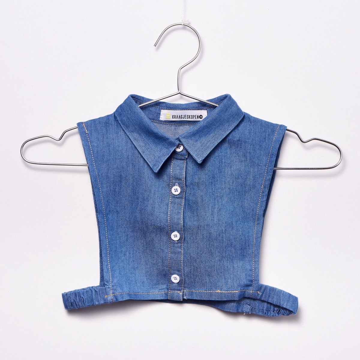 Kraagjeskopen.nl® - Los Kinderkraagje Denim Blauw puntkraag - Kraagje Meisje