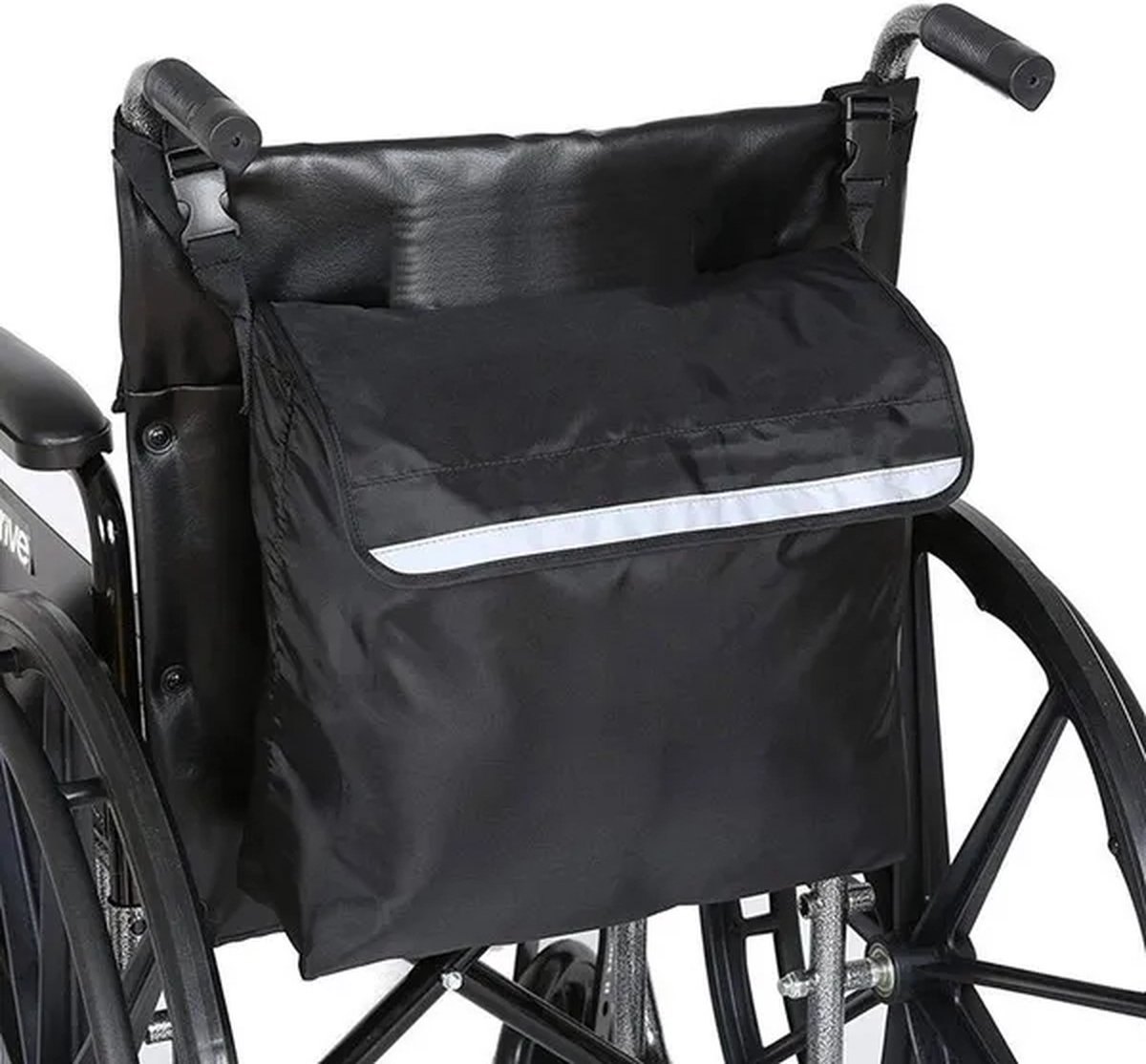 Goedkoopste Rolstoeltas - Zwart - Waterdichte Tas voor Rolstoel - Grote Opbergtas Rolstoel - Scootmobiel tas - Rollator tas - Met Veiligheid Reflectiestreep - Rolstoel tas voor Boodschappen