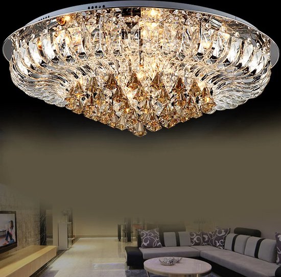 LuxiLamps - Lustre en cristal - Plafonnier en Crystal de Luxe - Dimmable - 60 cm - Lampe moderne - Plafoniere - Lampe de salon
