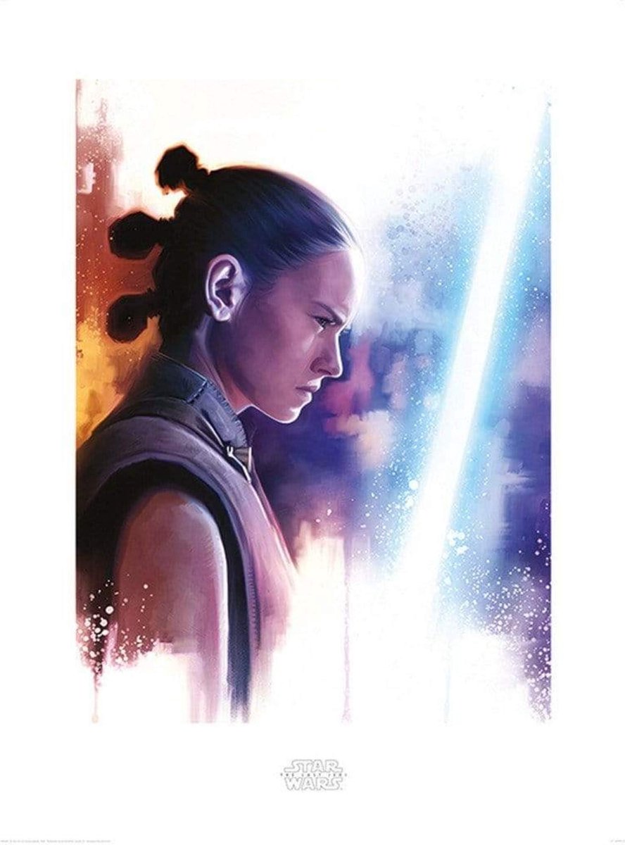 Pyramid Star Wars The Last Jedi Rey Lightsaber Paint Kunstdruk 60x80cm Poster - 60x80cm Divers