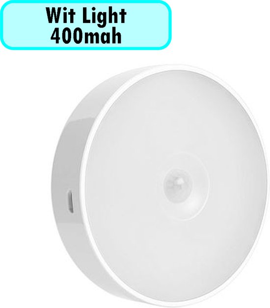 Lampe LED sans fil avec détecteur de mouvement - Applique sans fil - Spot LED sans fil - Rechargeable par USB - avec Aimant - Éclairage d'armoire de cuisine sous plan - Lampe LED - 400 mah - Lumière blanche 1 couleur