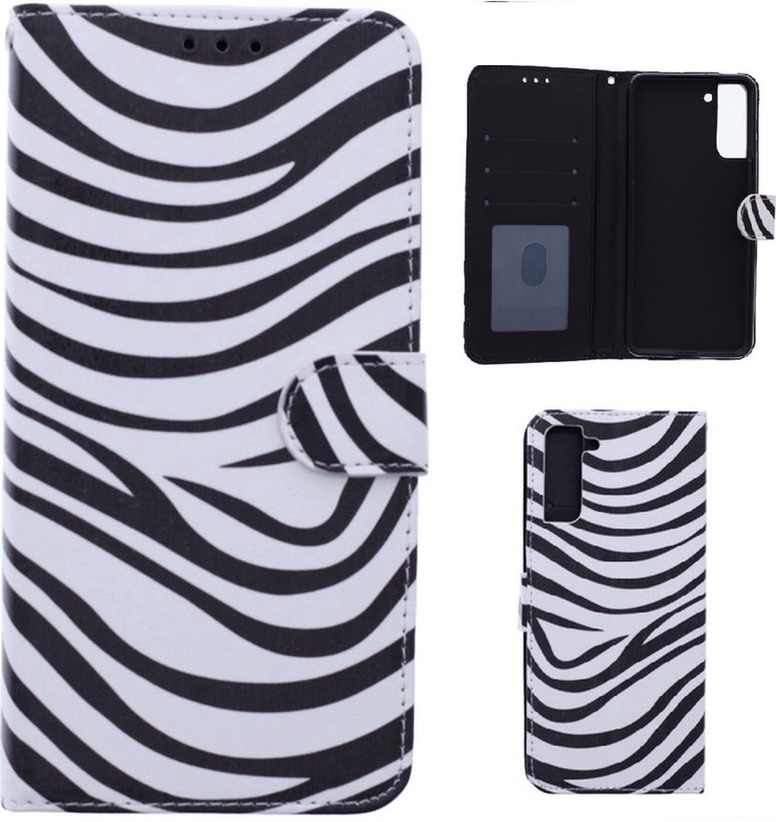 Portemonnee Book Case Hoesje Geschikt voor: Samsung Galaxy S21 Plus - Zebra Print