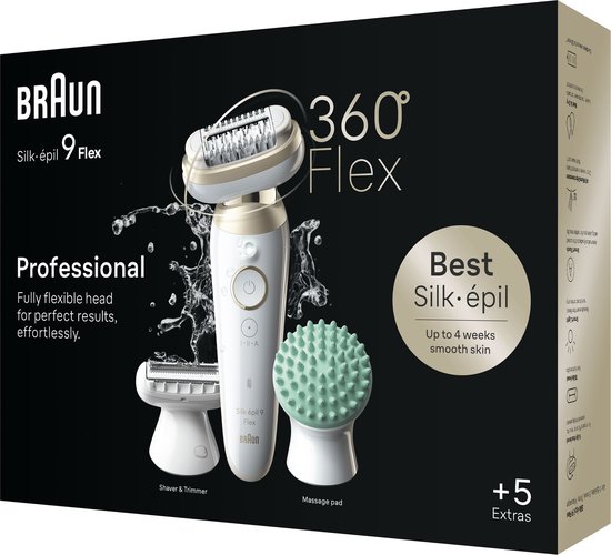Braun Silk·épil 9 Flex - Epilator met Ladyshave opzetstuk - type 9-071 3D - Wit/Goud
