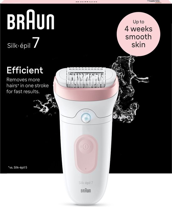 Braun Silk·épil 7 - Epilator voor Eenvoudige Ontharing - Langdurig Gladde Huid - 7-000 - Wit/Flamingo