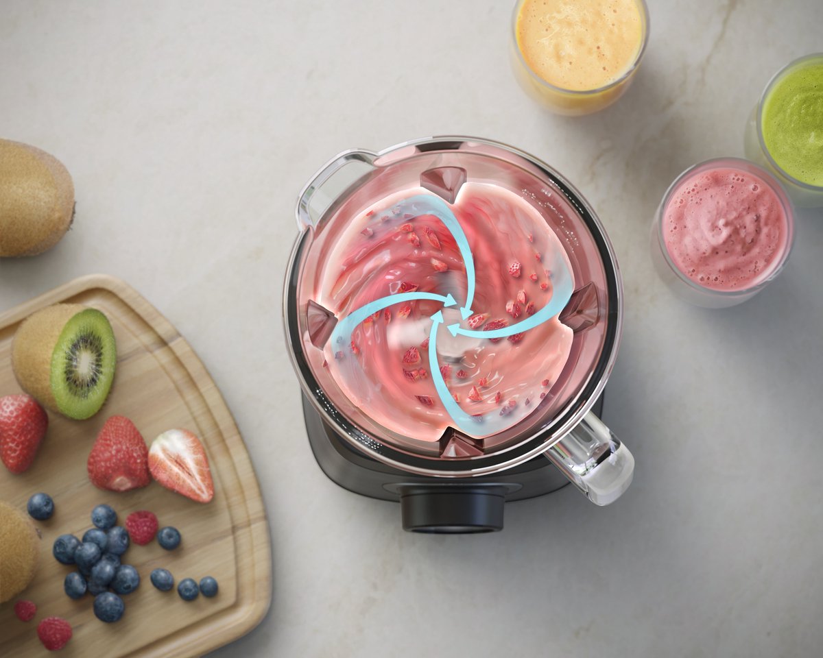 Philips Blender HR3040/00 - Krachtige 1200 Watt Motor - Met Stamper – Veelzijdig Gebruik - Vaatwasserbestendig - 1.5l Kan - RVS - Zwart – foto 6