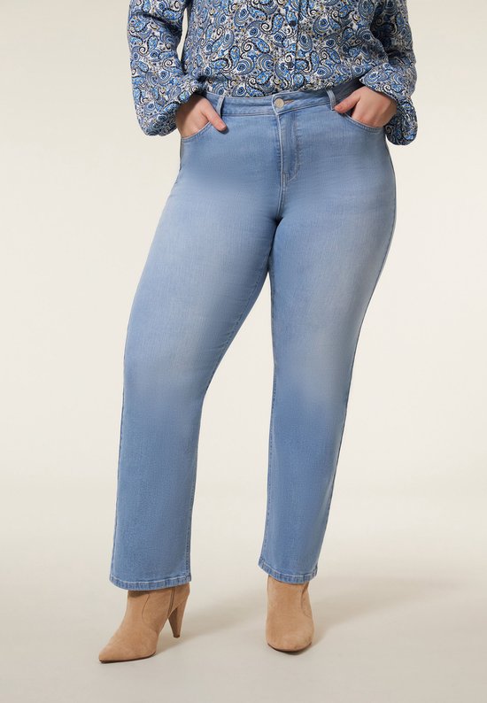 Miss Etam dames Jeans straight fit blauw - Plus