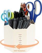 Belle Vous Wit Plastic Organizer Caddy met 5 Compartimenten - 360 Graden Roterende Werkblad Opslag Pot voor Make-up, Schrijfwaren, Kantoorspullen & Meer