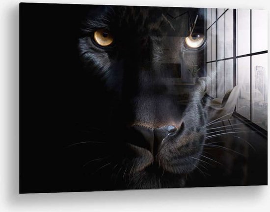 Wallfield™ - The Black Panther | Glasschilderij | Gehard glas | 60 x 90 cm | Magnetisch Ophangsysteem