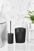 Orsa home - Badkamer set - Toilet accessoires set - Wc borstel in houder en prullenbak - zwart - 3 liter - kunststof