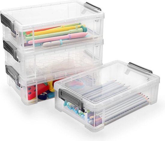 4 stuks waterdichte opbergdoos, A4, kunststof, transparant, dossiersorganizer voor brieven, verzamelalbums, tijdschriften, draagbaar voor school en kantoor