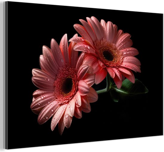 Décoration murale Métal - Peinture Aluminium Industriel - Fleurs - Gerbera - Rose - Nature - Portrait - 120x80 cm - Dibond - Photo sur aluminium - Décoration murale industrielle - Pour le salon/chambre