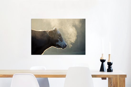 Vache au lever du soleil Aluminium 90x60 cm - Tirage photo sur aluminium (décoration murale en métal)