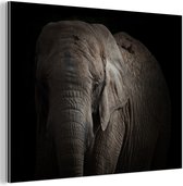 Wanddecoratie Metaal - Aluminium Schilderij Industrieel - Olifant - Portret - Dieren - Zwart - 40x30 cm - Dibond - Foto op aluminium - Industriële muurdecoratie - Voor de woonkamer/slaapkamer
