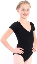 Dancer Dancewear® Balletpakje meisje | Balletpak korte mouw | "Etude" | Balletpak kind | Zwart balletpak | Maat 14 jaar | Maat 158 / 164