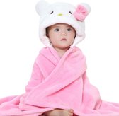 BoefieBoef Hello Kitty! 2-in-1 Fleece Badcape & Wikkeldeken voor Baby's/Peuters met Dierencapuchon: Warm, Zacht & Comfortabel - Ideaal als Kraamcadeau – Kat Roze