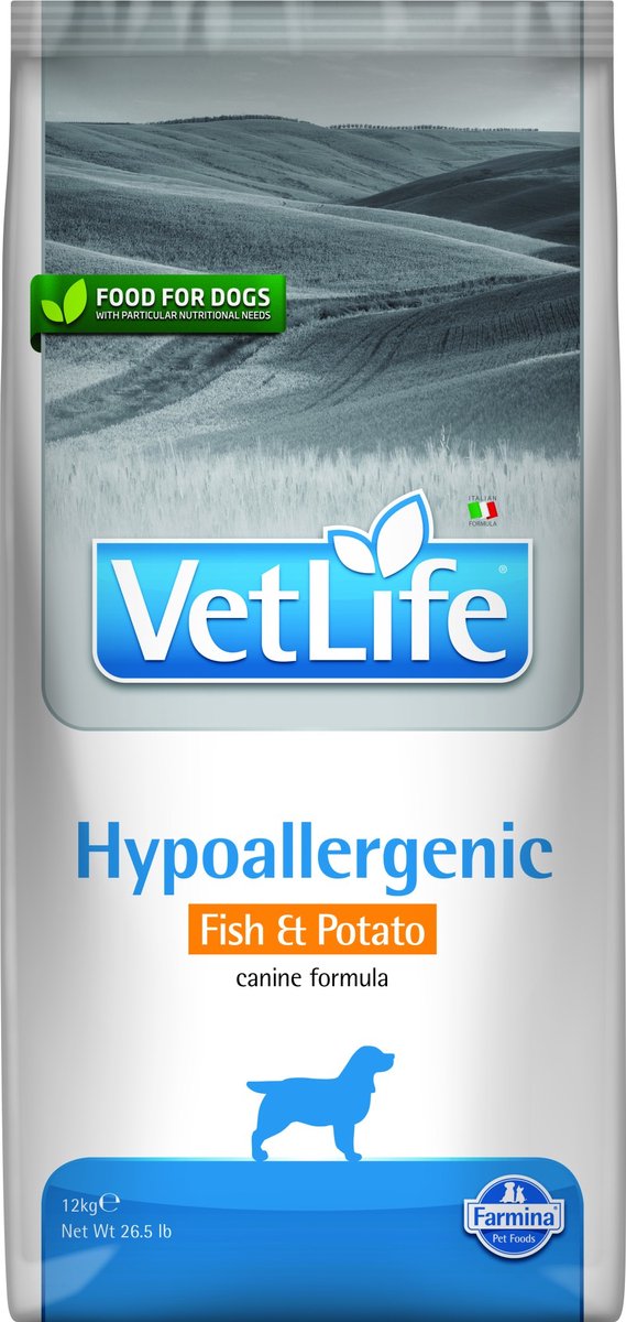 Voer Farmina Vet Life Hypoallergenic Fish & Potato 12 kg Volwassen